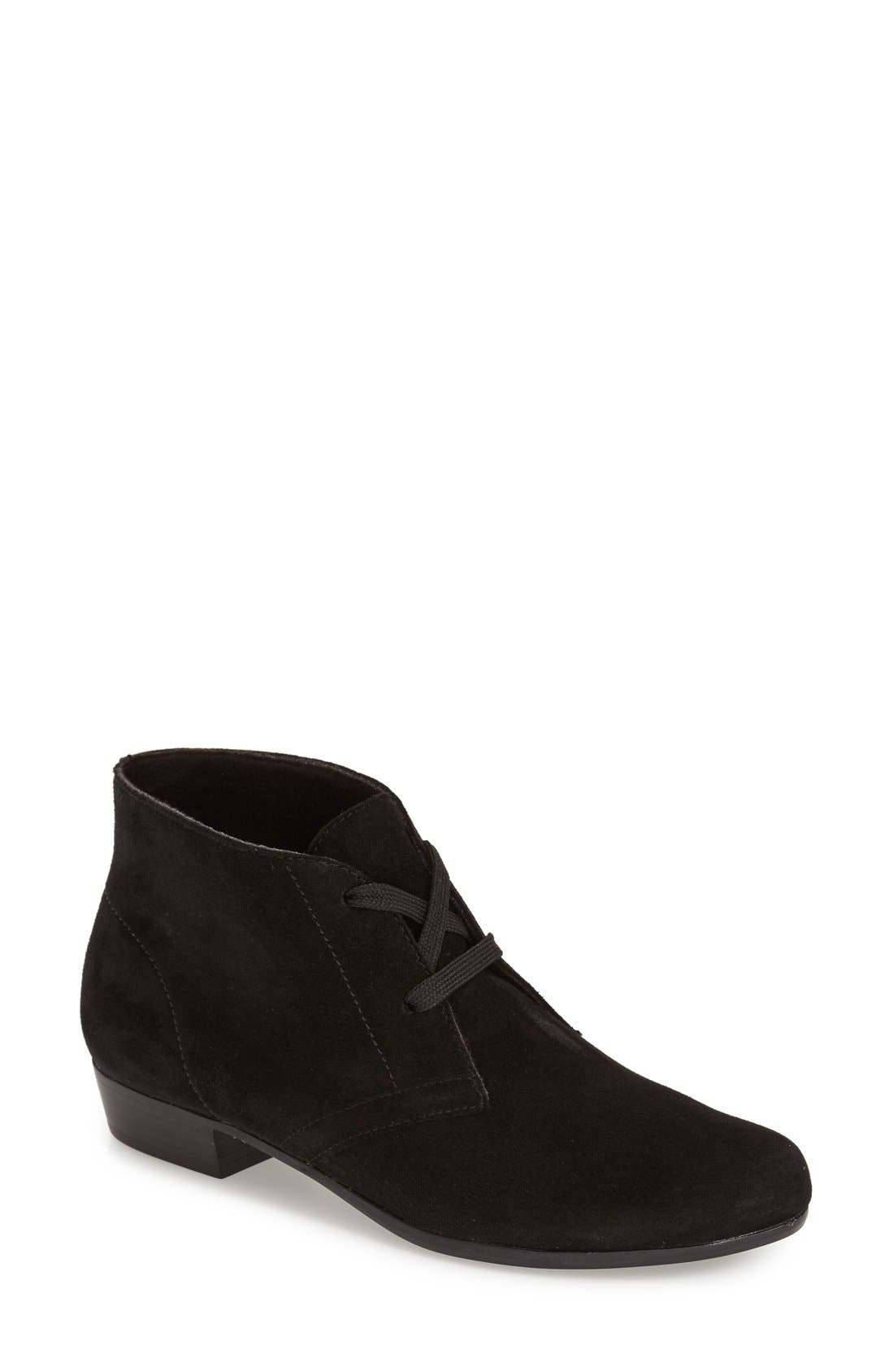 'Sloane' Lace Up Bootie, Main, color, BLACK SUEDE