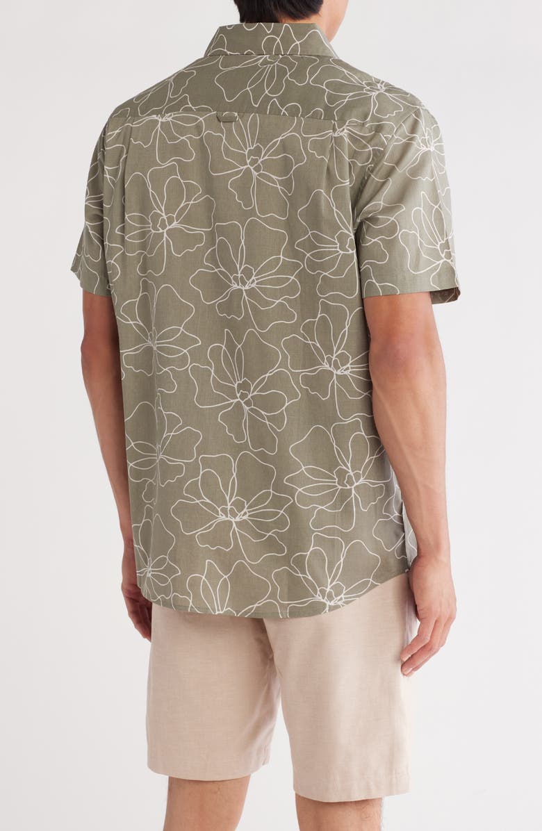 Hurley Caryota Short Sleeve Cotton Button-Up Shirt, Alternate, color, Iguana