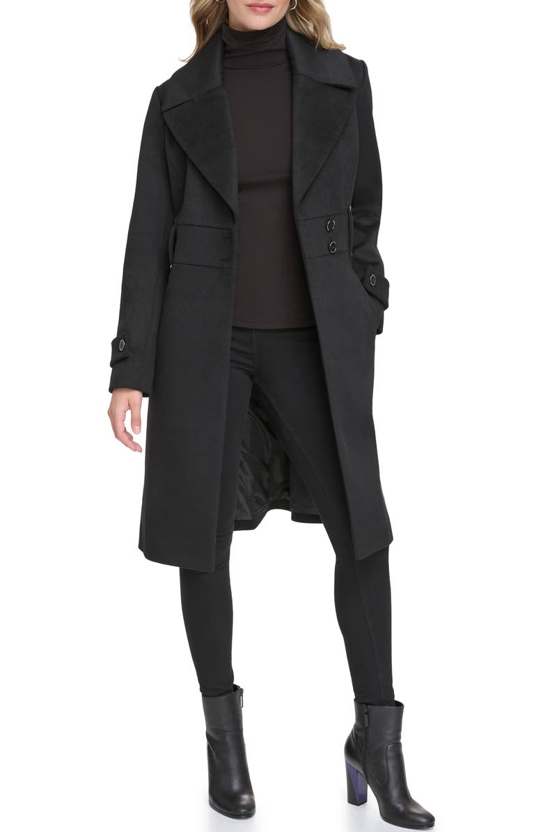Kenneth Cole New York Notch Lapel Felted Coat, Alternate, color, Black