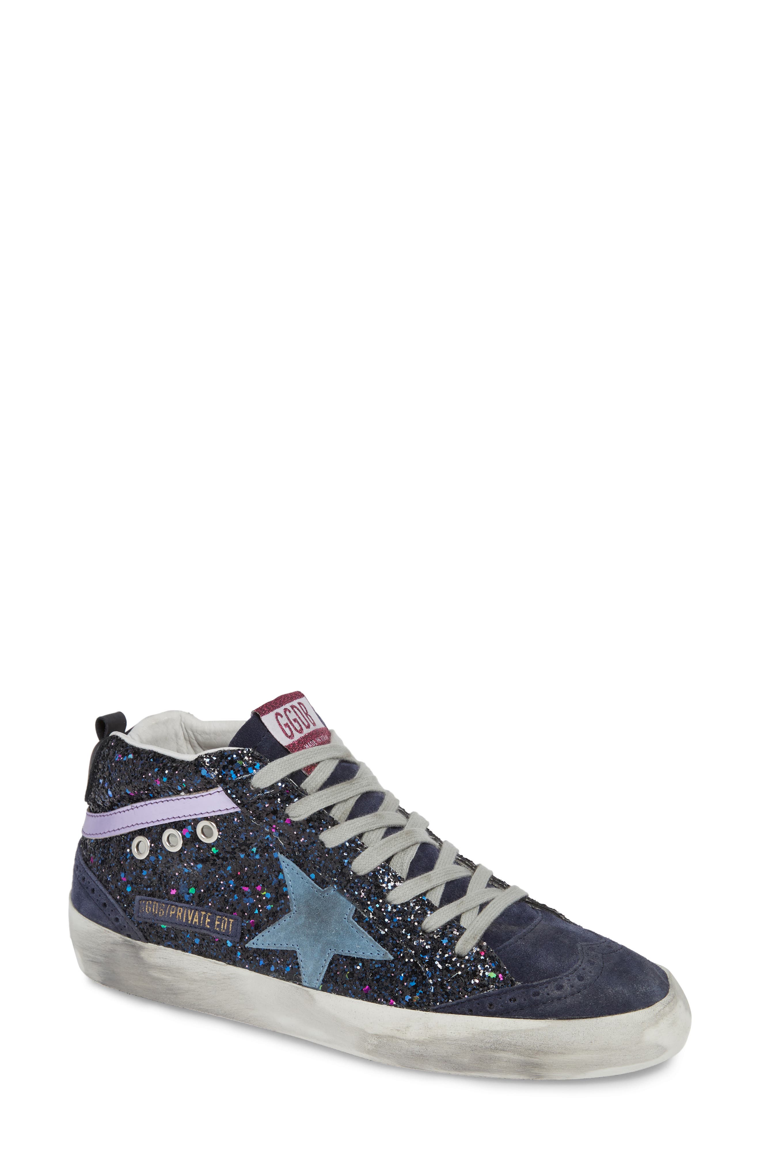 Golden Goose Mid Star Glitter Sneaker, Main, color, 