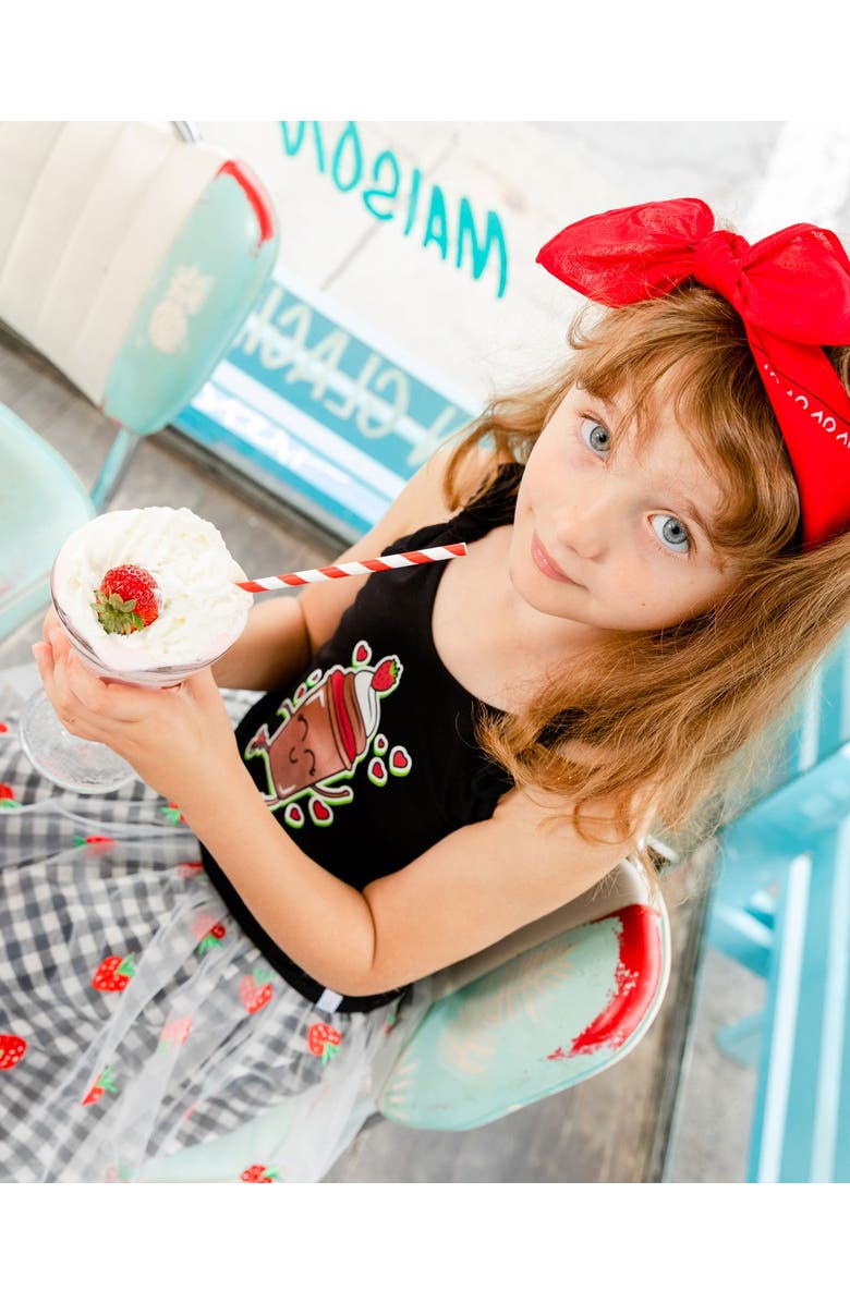 Deux par Deux Little Girl's Organic Cotton Tank Top With Knot Black, Alternate, color, 