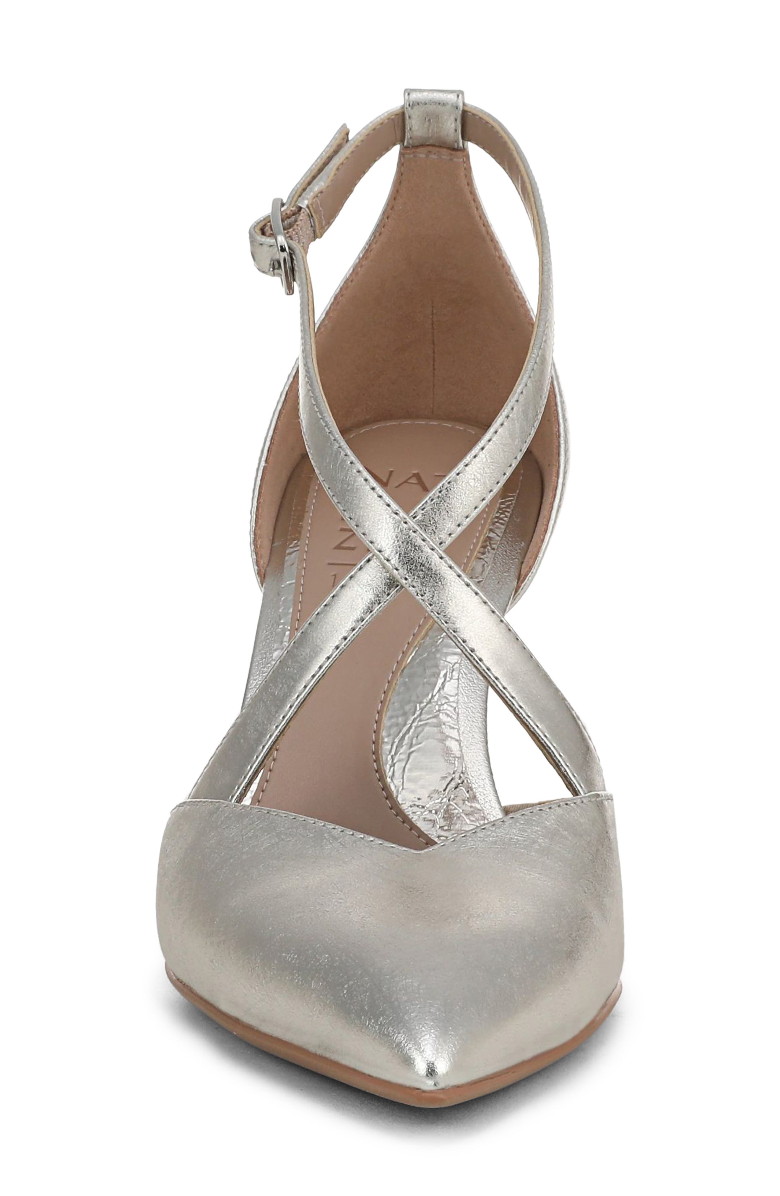 Angelina Ankle Strap Pointed Toe Pump, Alternate, color, SILVER SAND