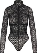 Naked Wardrobe Long Sleeve Lace Bodysuit