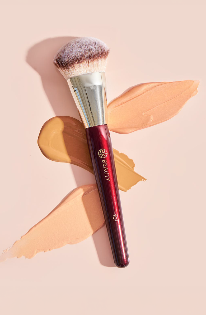 BK Beauty 101 Contoured Foundation Brush, Alternate, color, Burgundy