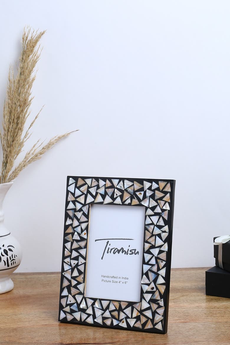 Mother-of-Pearl Picture Frame - Mosaic Pattern, Alternate, color, BLACK