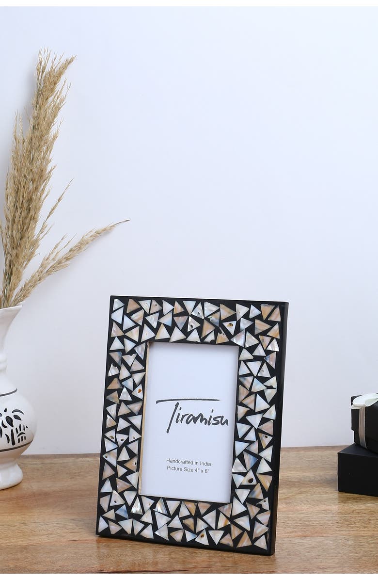 Tiramisu Mother-of-Pearl Picture Frame - Mosaic Pattern, Alternate, color, Black
