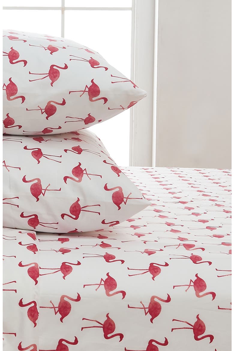 Coastal Microfiber Sheet Set, Alternate, color, FLAMINGO