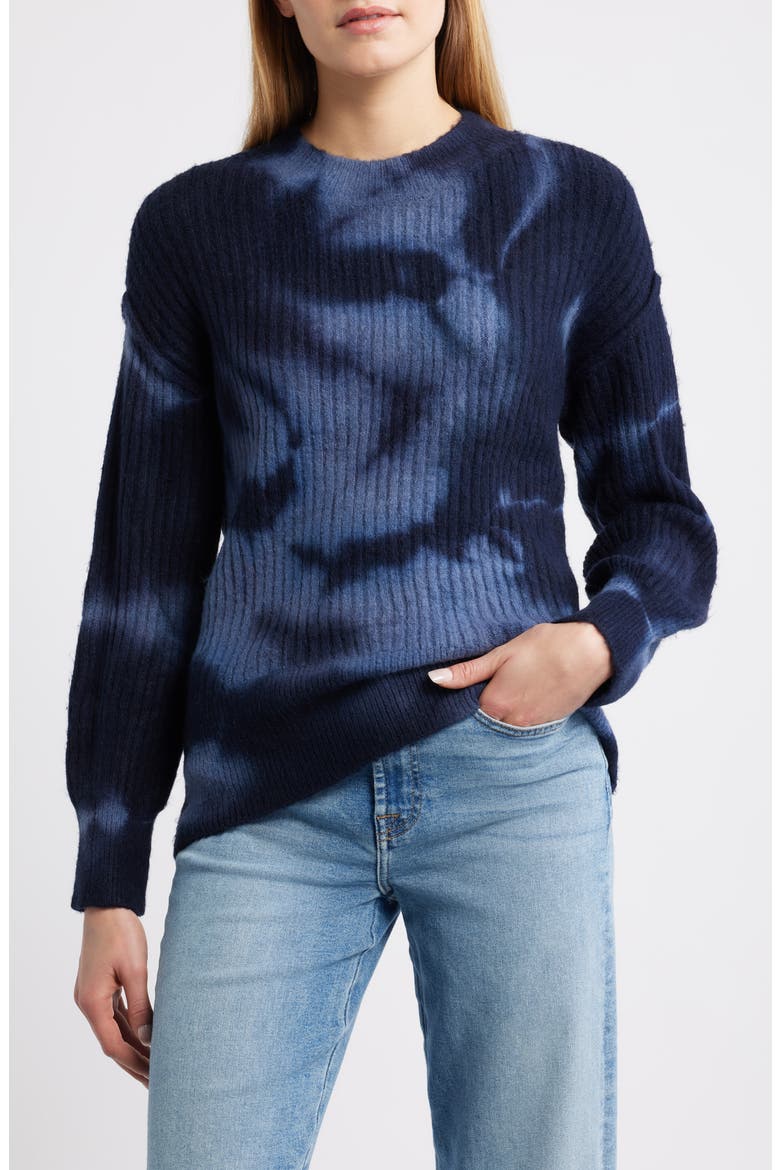 Tie Dye Crewneck Sweater, Main, color, MIDNIGHT