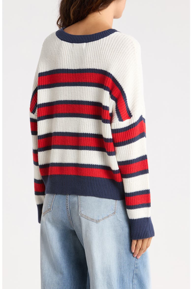 Stripe Boxy Crewneck Sweater, Alternate, color, NAVY COMBO