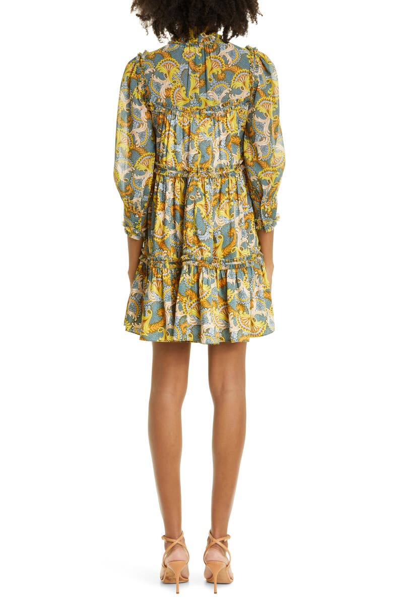 Cinq à Sept Brady Paisley Ruffle Tiered Babydoll Dress, Alternate, color, Eucalyptus Multi
