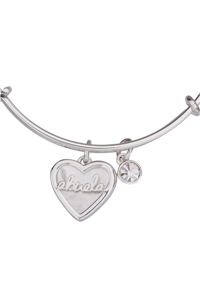 Alex and Ani Abuela Mother of Pearl Heart Bangle Bracelet Duo, Alternate, color, Silver