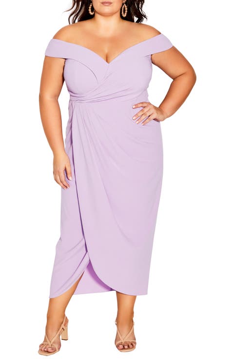 Ripple Love Off the Shoulder Maxi Dress (Plus Size)