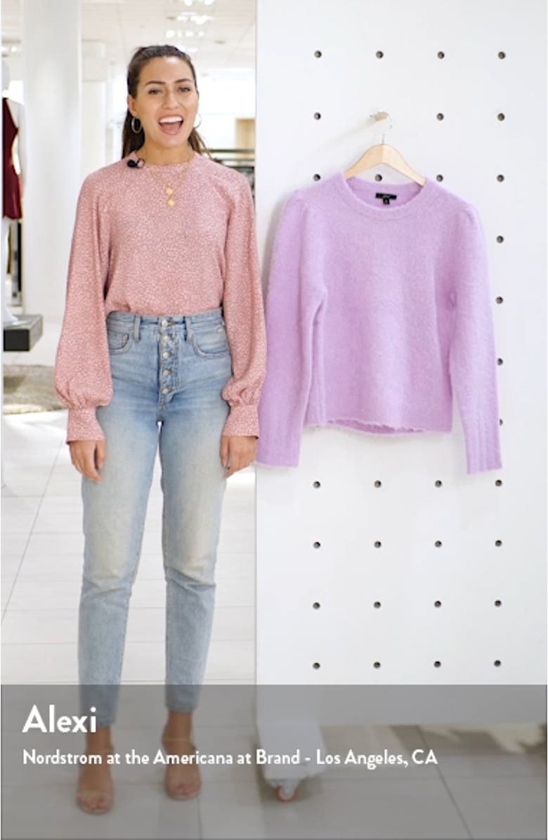 Puff Sleeve Fuzzy Crewneck Sweater, sales video thumbnail