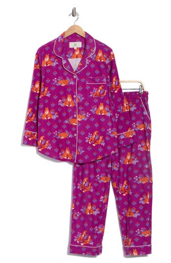 Printfresh Organic Cotton Flannel Long Pajamas In Purple