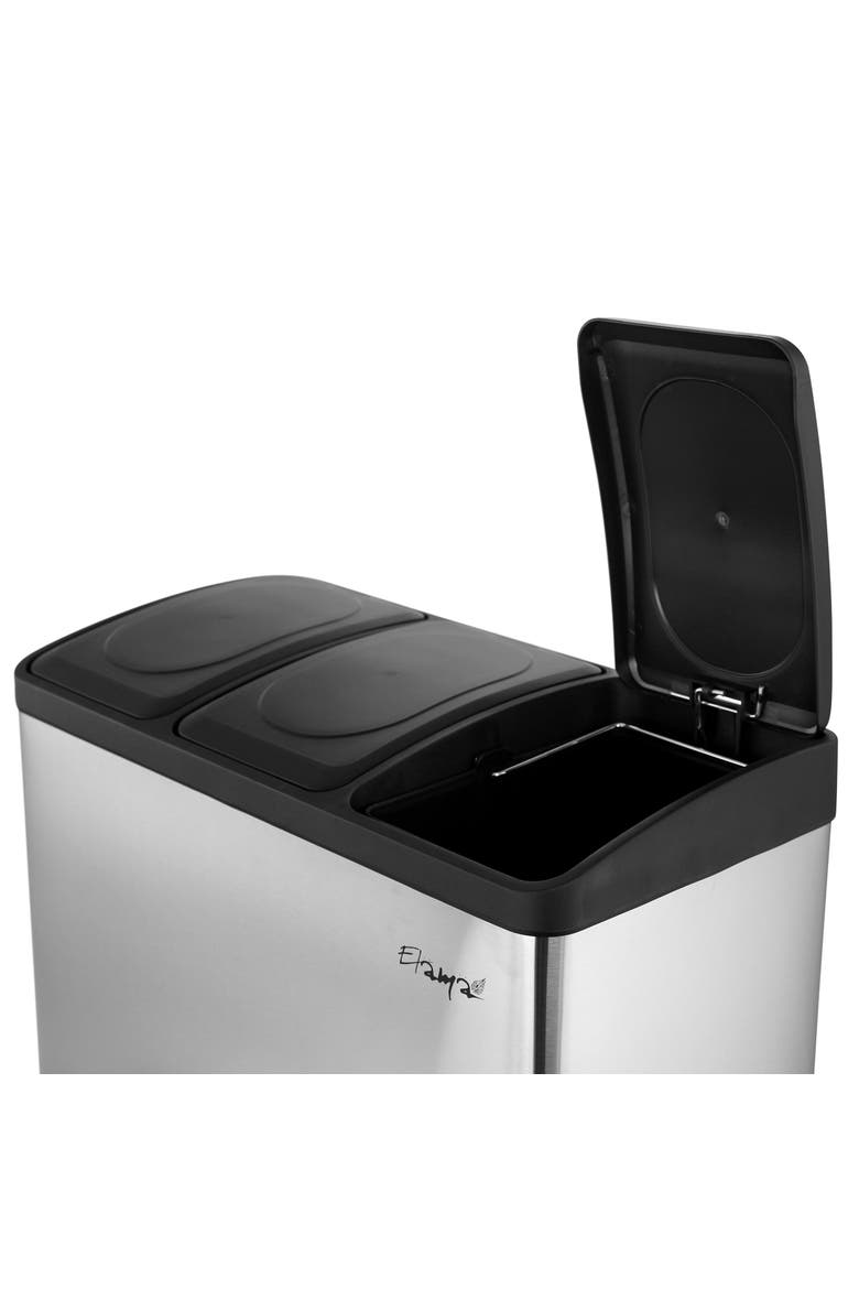 3 Section 4 Gallon Each Section Trash Bin, Alternate, color, Silver