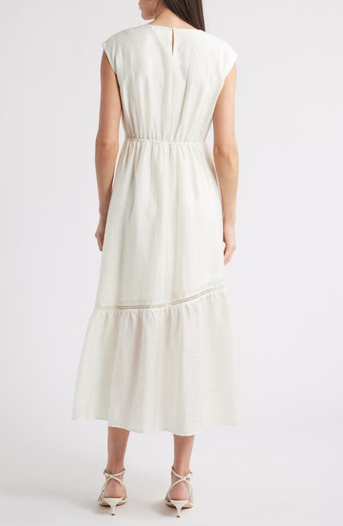 Zoe And Claire Asymmetric Lace Inset Cotton Midi Dress In White