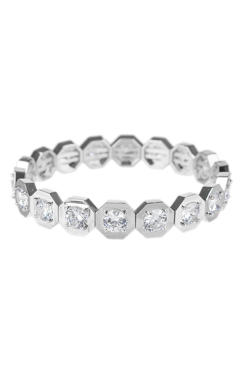 CZ by Kenneth Jay Lane Hexagon Cubic Zirconia Stretch Bracelet, Main, color,