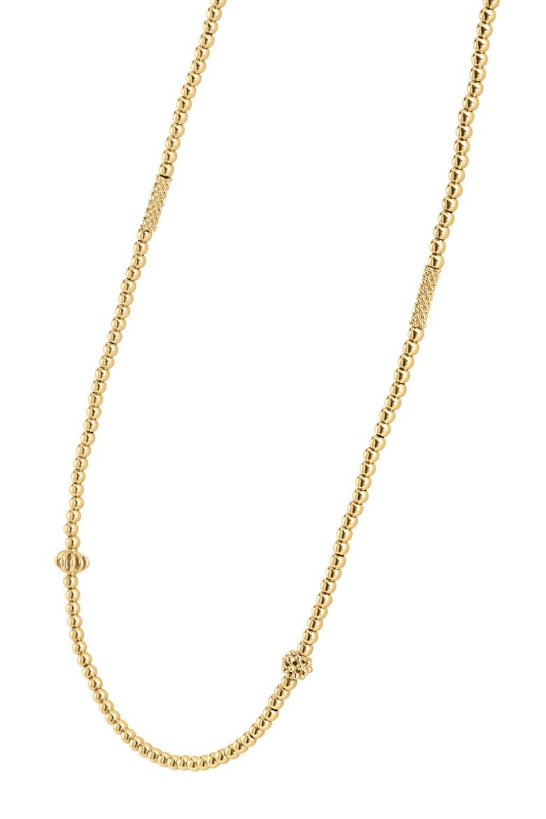 18K Gold Caviar Bead Station Chain Necklace, Alternate, color, GOLD