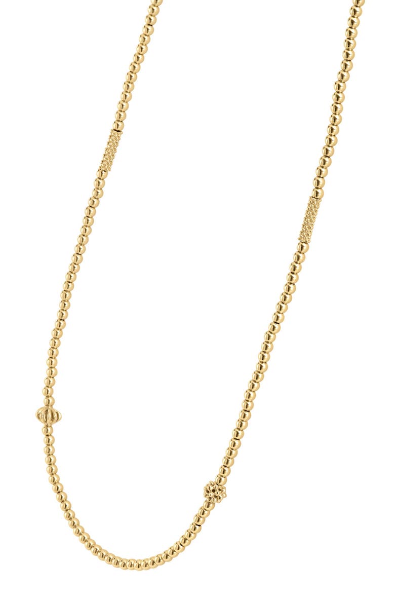 LAGOS 18K Gold Caviar Bead Station Chain Necklace, Alternate, color, 
