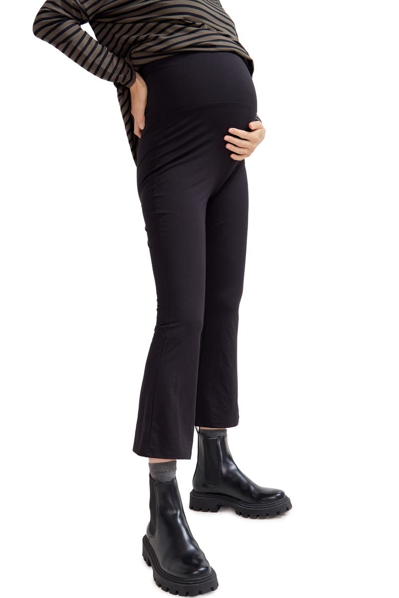 The Maternity Bodyflex Crop Flare Legging, Alternate, color, Black