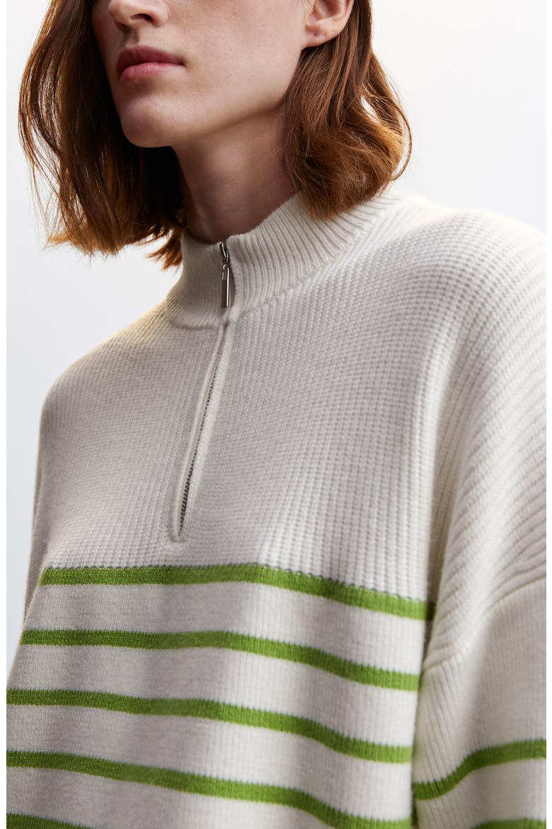 Oversize Stripe Quarter Zip Pullover, Alternate, color, GREEN