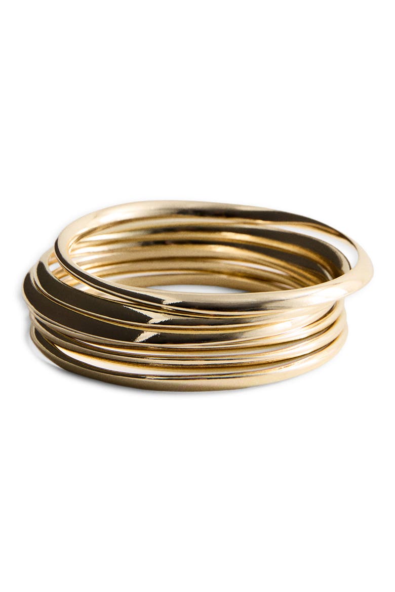 Set of Six Bangle Bracelets, Alternate, color, GOLD
