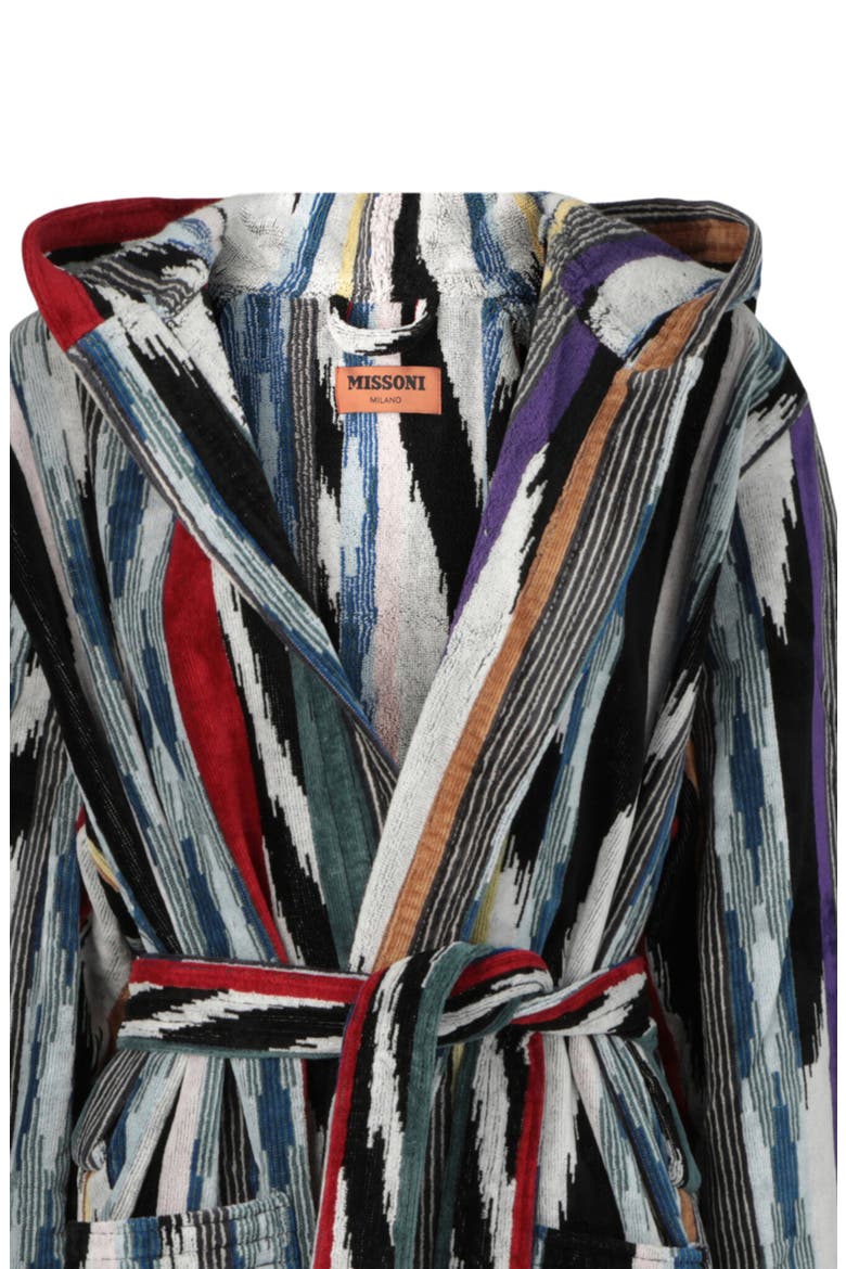 Clint Hooded Bathrobe, Alternate, color, BLACK
