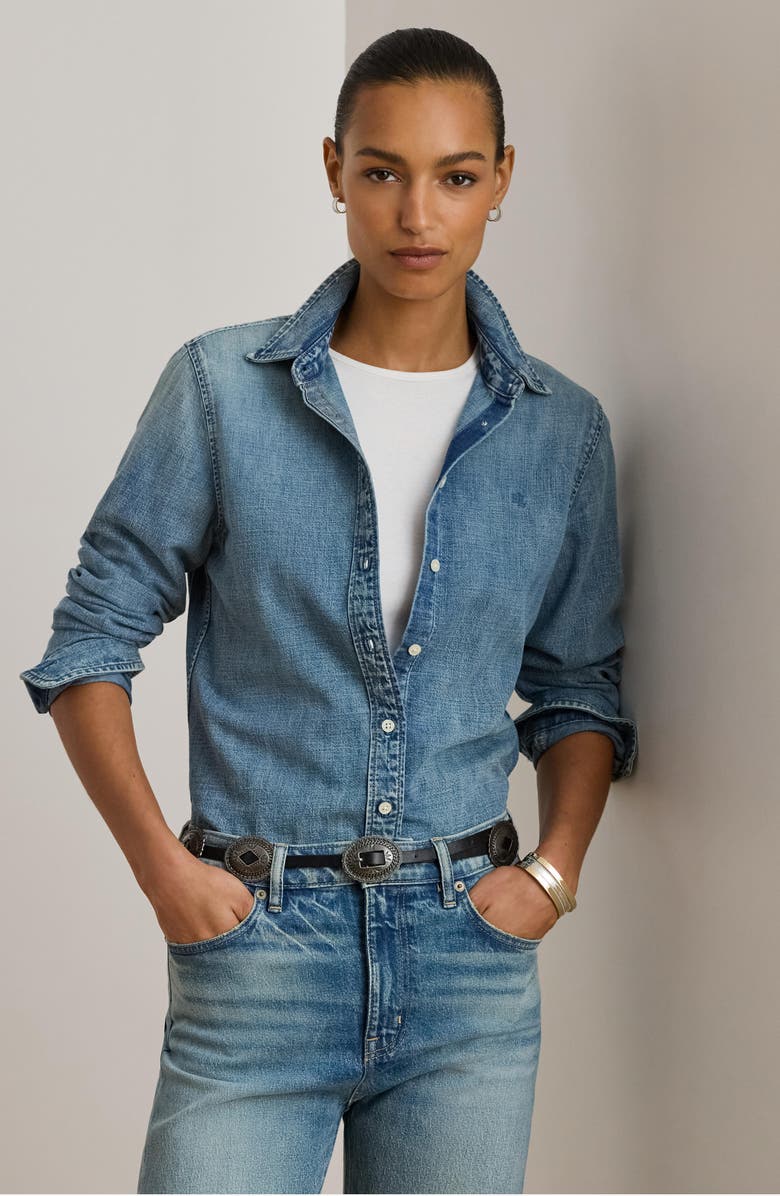 Lauren Ralph Lauren Jamelko Denim Button-Up Shirt, Alternate, color, Odwin Wash