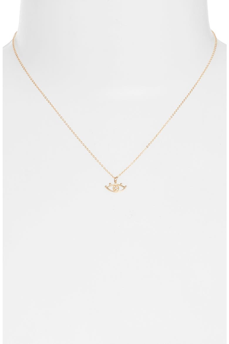 Santorini Diamond Evil Eye Pendant Necklace, Alternate, color, GOLD
