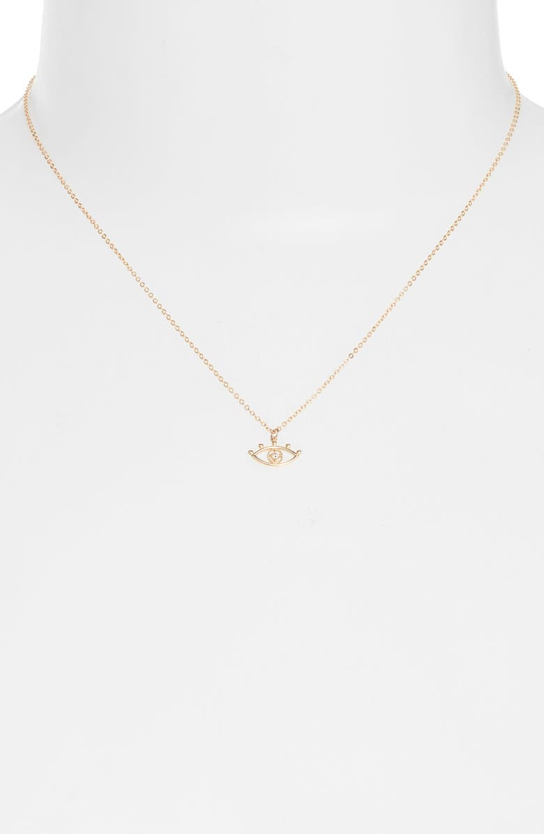 Set & Stones Santorini Diamond Evil Eye Pendant Necklace, Alternate, color, Gold