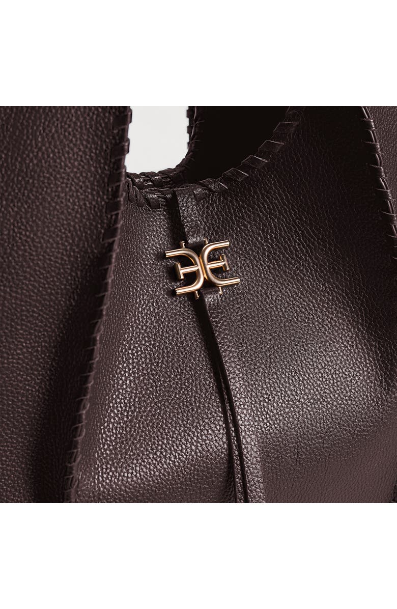 Sam Edelman Sylvia Whipstitched Leather Tote Bag, Alternate, color, Dark Brown