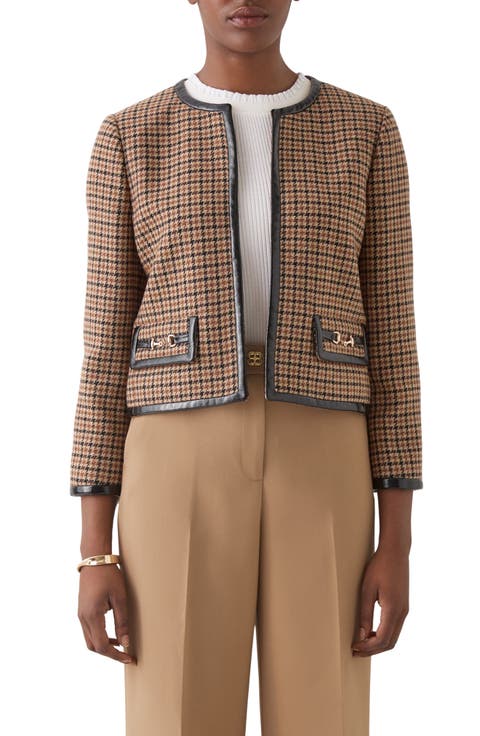 Zisou Houndstooth Crop Jacket