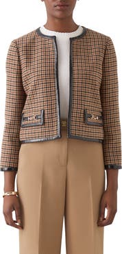 LK Bennett Zisou Houndstooth Crop Jacket