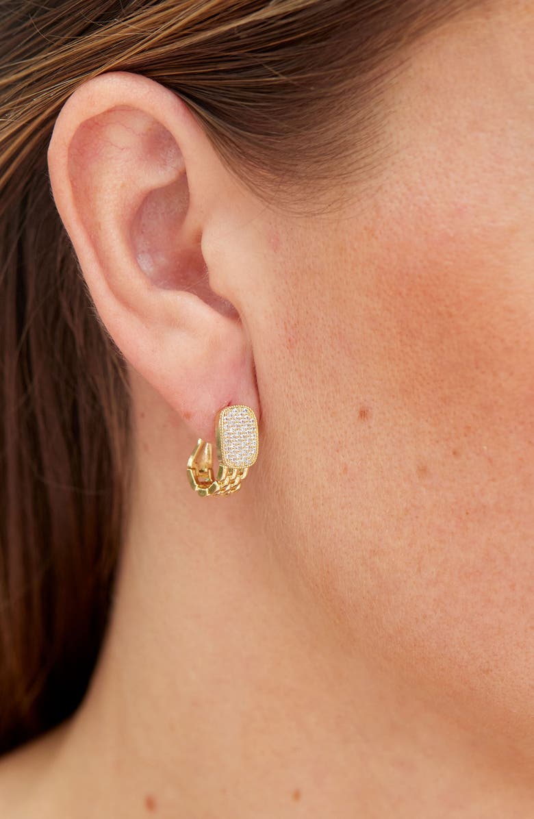 SAVVY CIE JEWELS Pavé Panther Link Hoop Earrings, Alternate, color, Gold