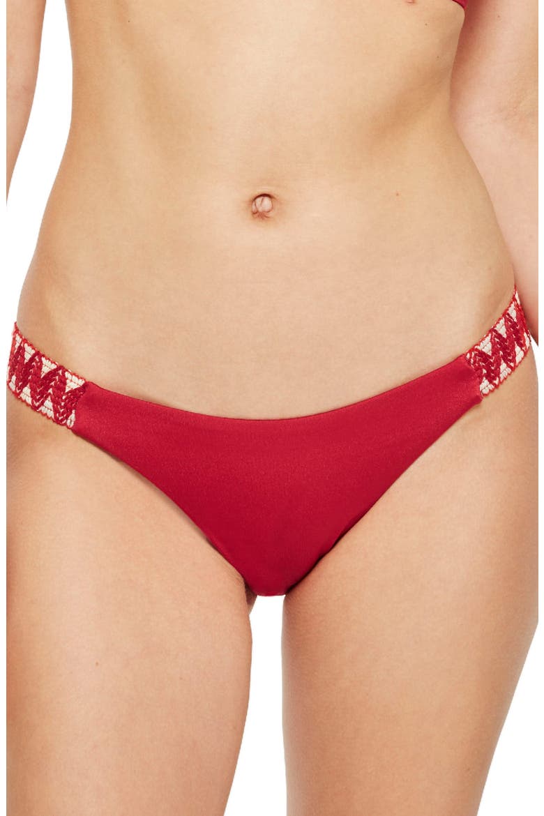Zigzag Trim Bikini Bottoms, Main, color, RED
