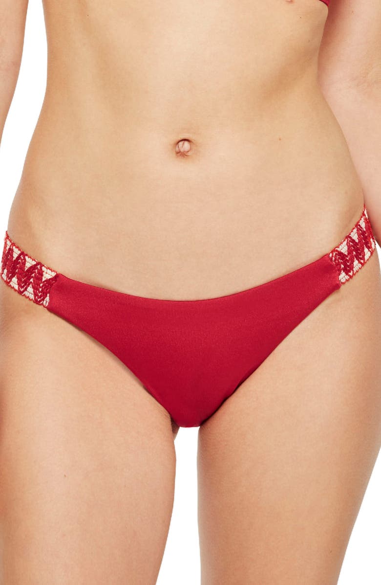 Topshop Zigzag Trim Bikini Bottoms, Main, color, 