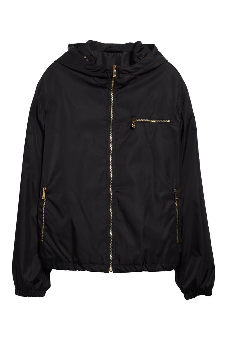 Nylon Twill Hooded Windbreaker, Alternate, color, BLACK