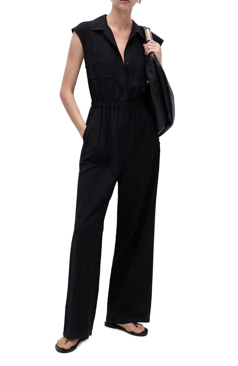 MANGO Pocket Cap Sleeve Jumpsuit, Main, color, 