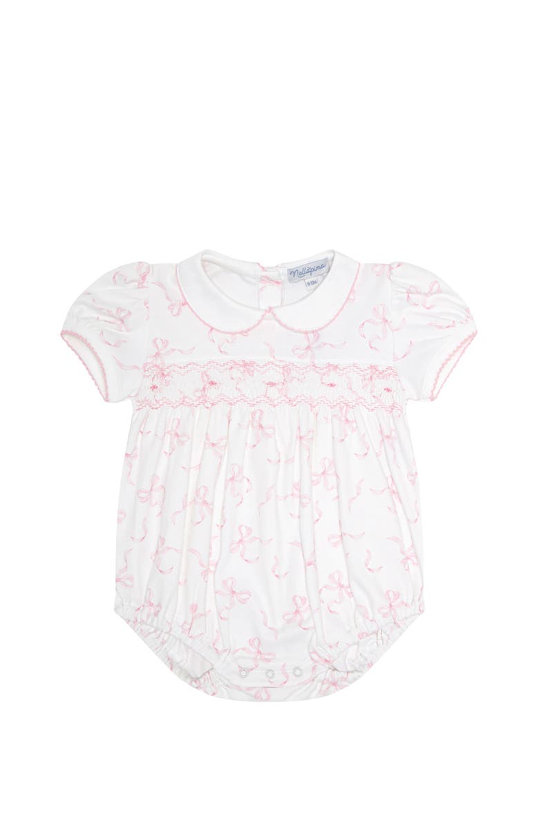 Nellapima Charming Bows Print Smocked Bubble - Baby, Main, color, Pink