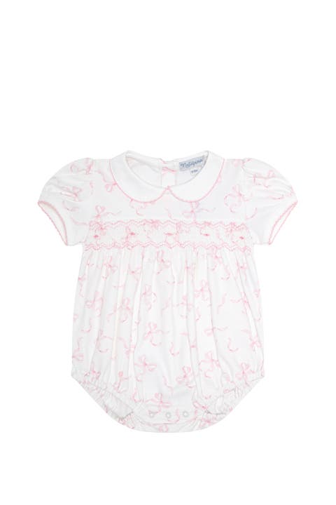 Charming Bows Print Smocked Bubble - Baby