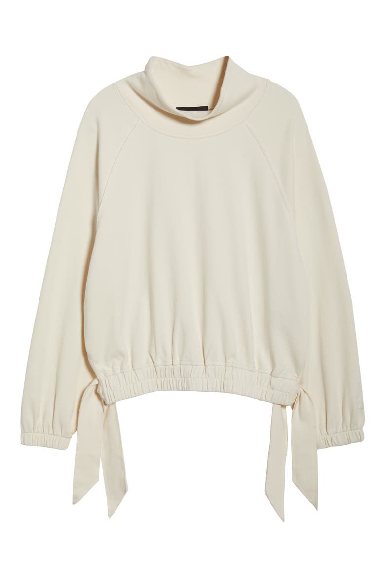 Seren Side Tie Funnel Neck Top, Alternate, color, CREAM