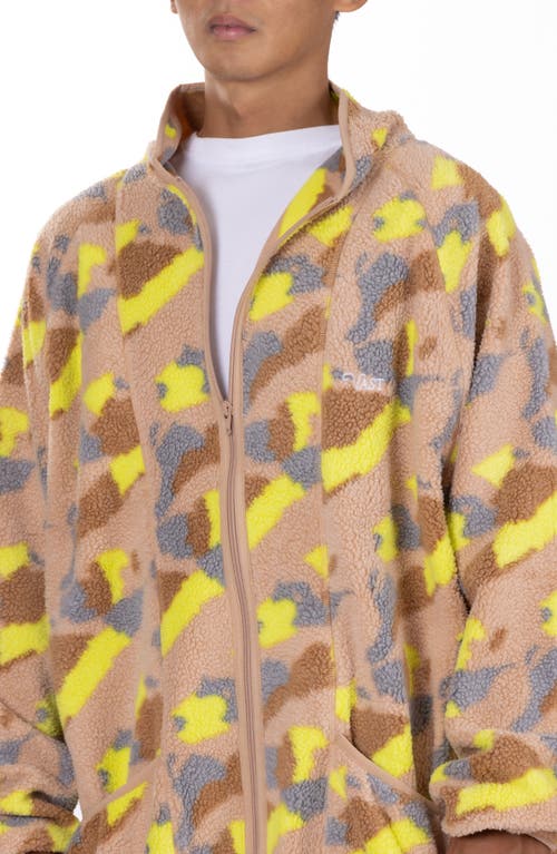 Vast Long Camouflage Fleece Jacket In Hazelnut Camo
