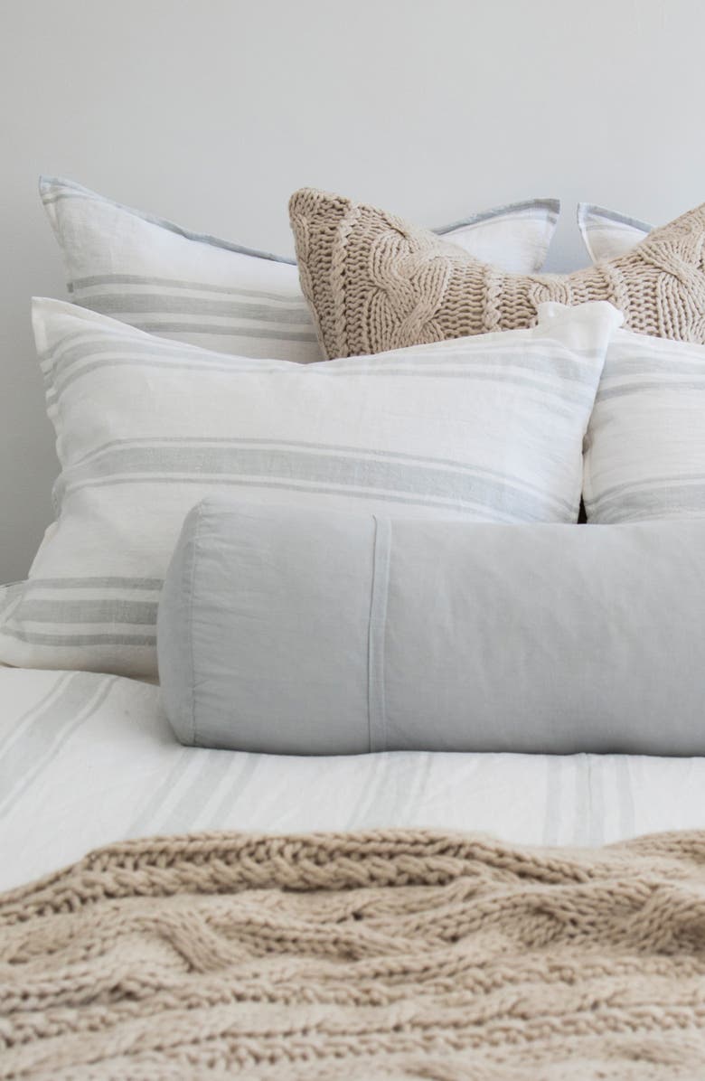 Pom Pom at Home Jackson Stripe Linen Sham, Alternate, color, White/ Ocean