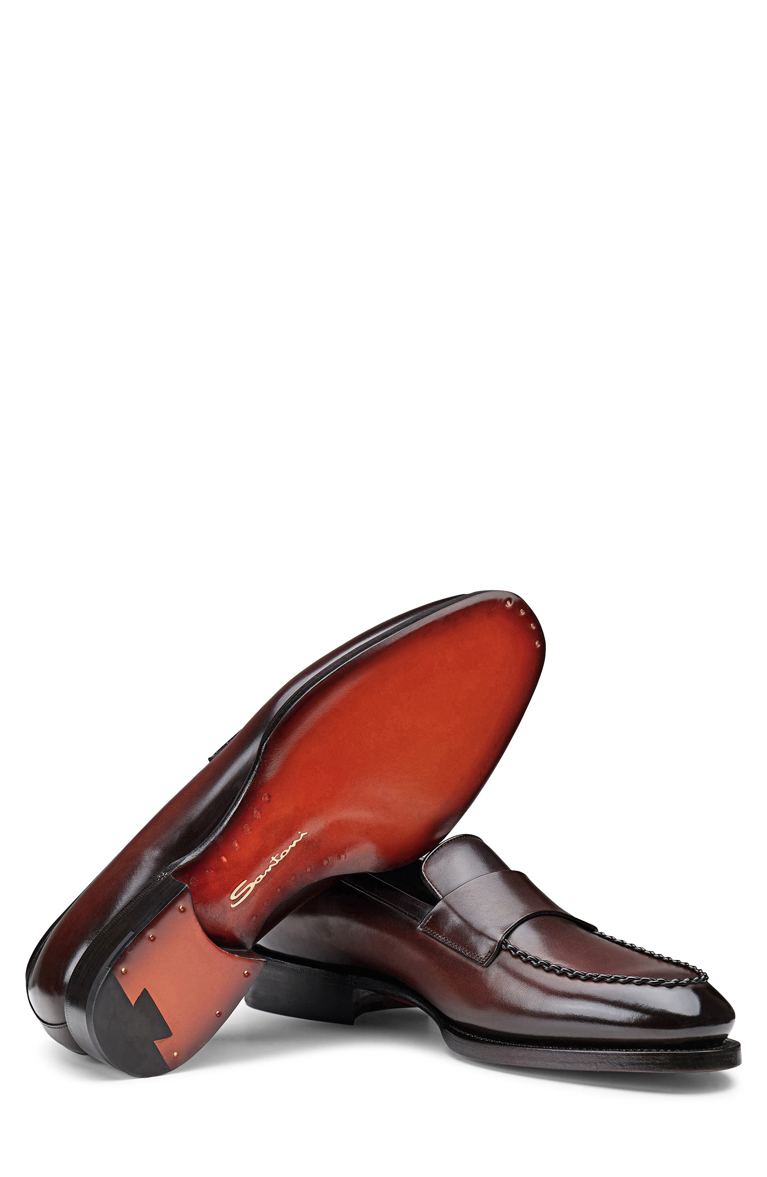 Santoni Arco Loafer, Alternate, color, Dark Brown-T60