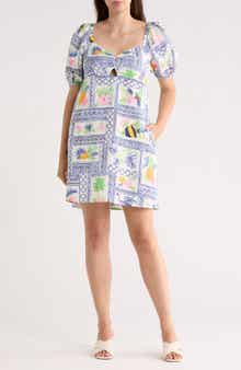 Island Collective Esperanza Puff Sleeve Linen Blend Dress