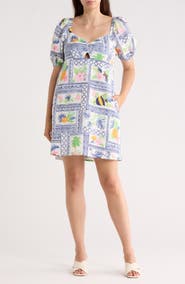 Tori Richard Island Collective Esperanza Puff Sleeve Linen Blend Dress