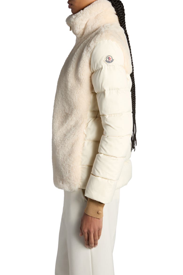 Oiron Down Puffer Jacket with Faux Fur Trim, Alternate, color, ALMOND MILK