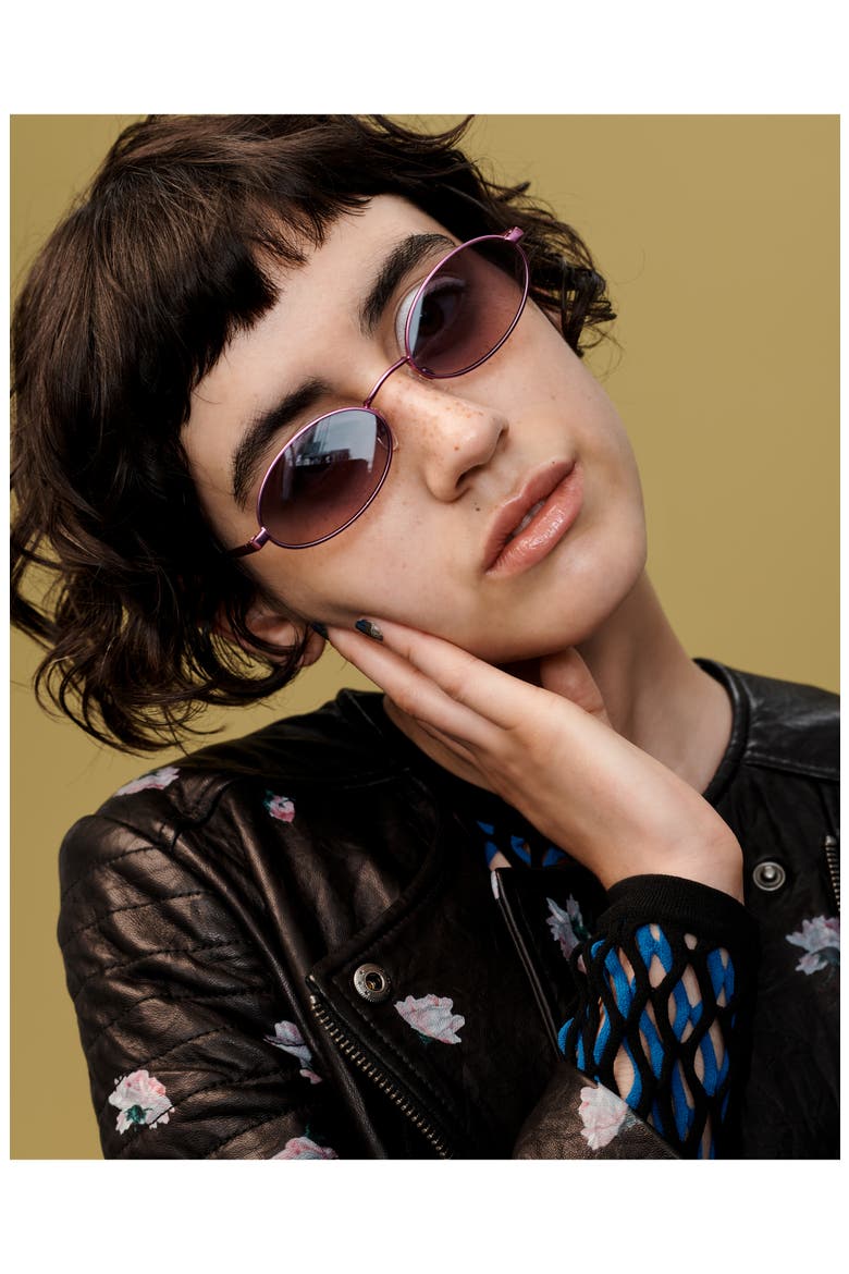 Love Train 51mm Oval Sunglasses, Alternate, color, MATTE BLACK
