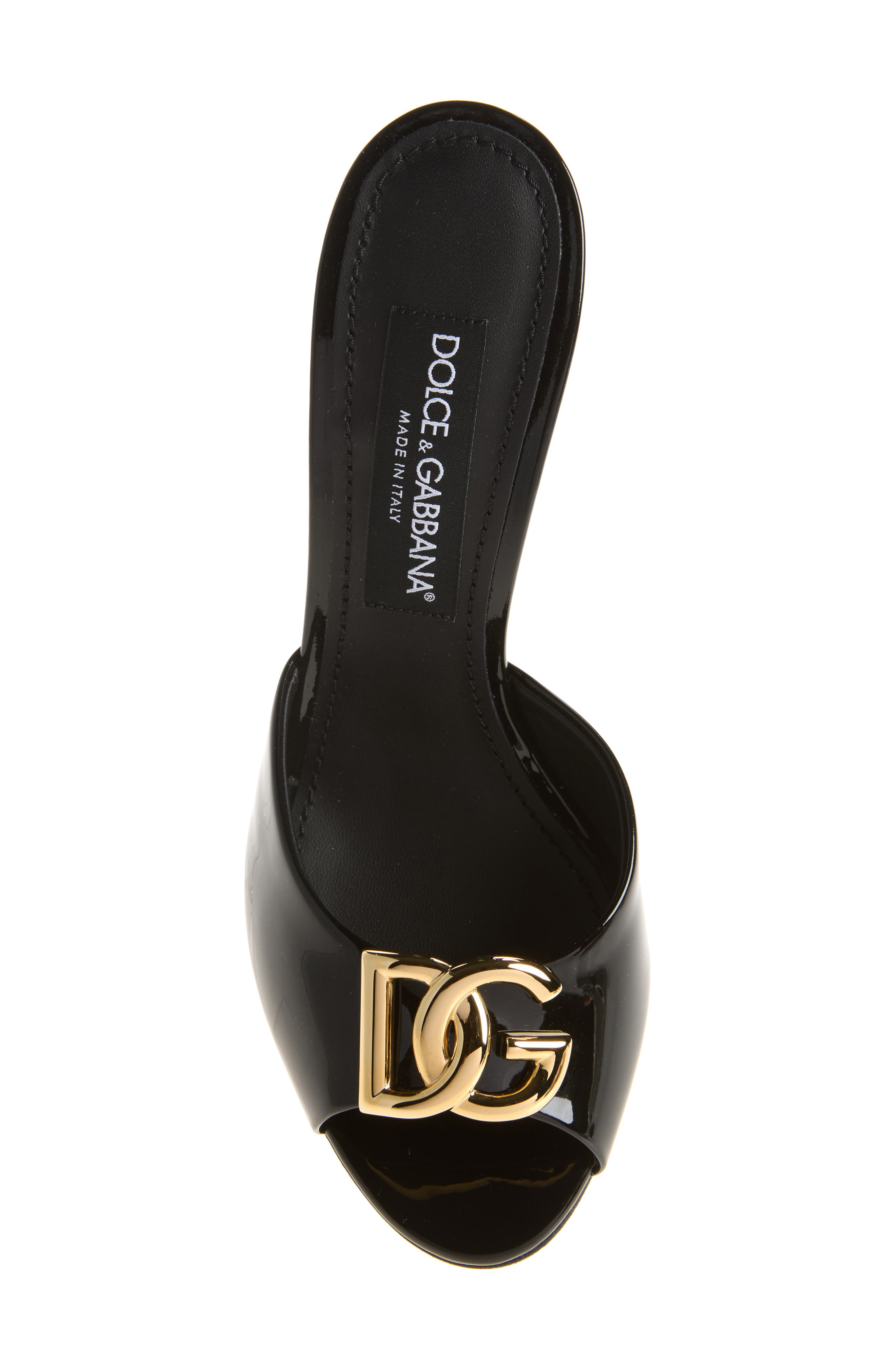 DG Logo Patent Slide Sandal, Alternate, color, BLACK