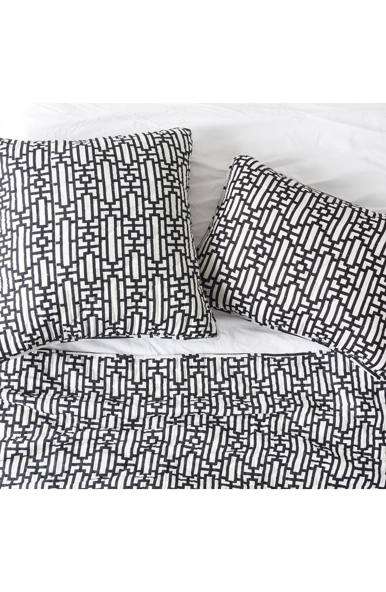 carol & frank 26" x 26" Naya Geometric Cotton Euro Sham - Machine Washable, Alternate, color, Black